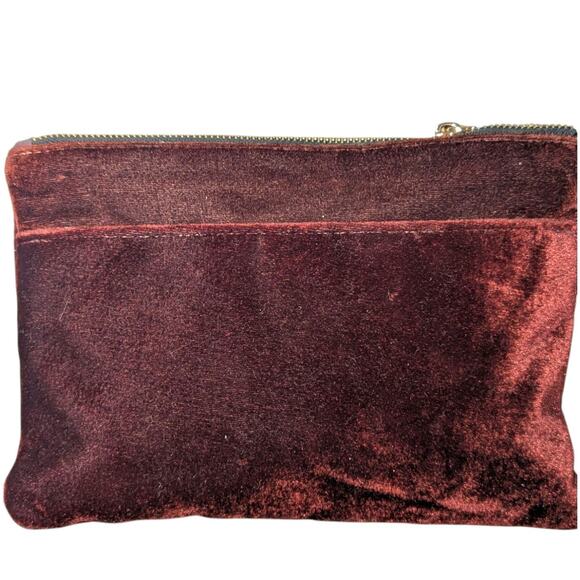 Aimee Kestenberg Brown Velvet Wristlet Clutch with Purple Leather Trim - Picture 2 of 10